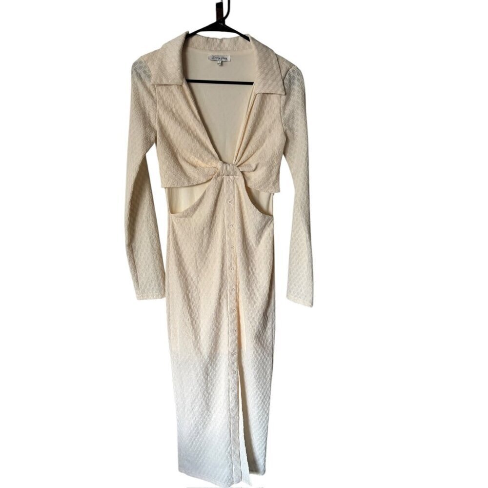 Emory Park Womens Ivory Long Sleefv Long Dress - Picture 2 of 8
